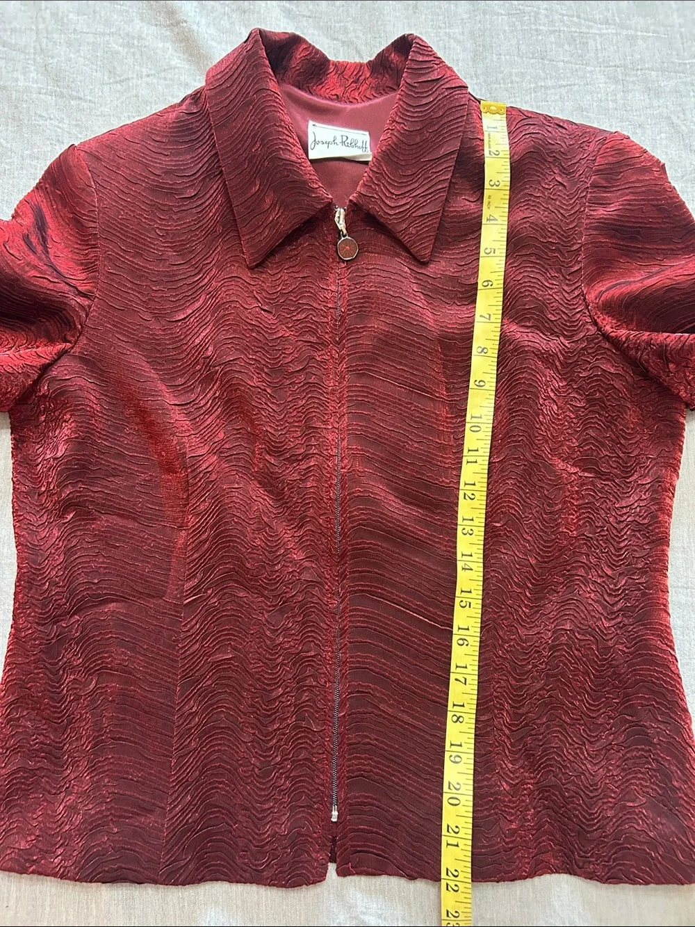 Vintage Y2K Joseph Ribkoff Textured Red Jacket Estimated Size M Shoulder Pads - Picture 10 of 11